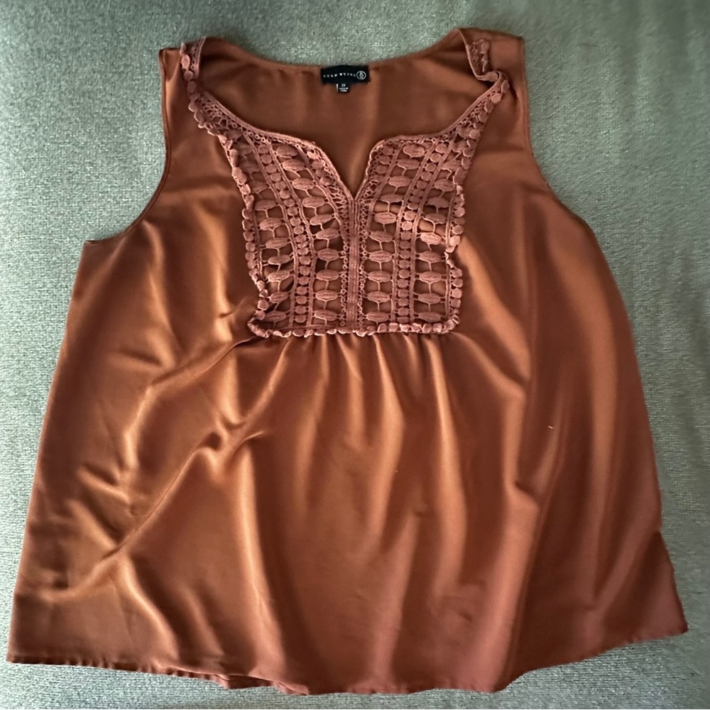 Ryan Wythe 2X Sleeveless Blouse Rust